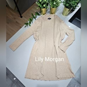 NWOT LILY MORGAN Très belle redingote neuve en tricot avec grosse encolure beige